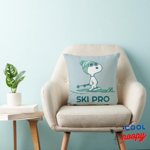 Peanuts Snoopy On Skis Throw Pillow 3