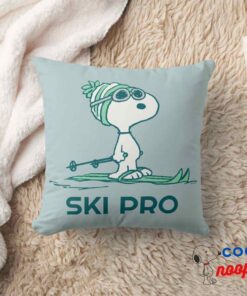 Peanuts Snoopy On Skis Throw Pillow 8