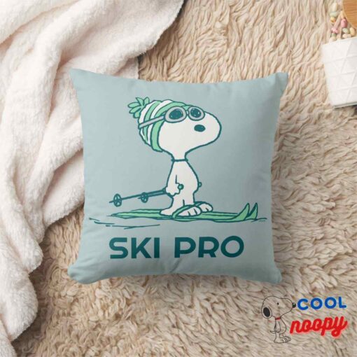 Peanuts Snoopy On Skis Throw Pillow 8