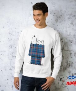 Peanuts Snoopy Plaid Flannel Holiday Dog House Sweatshirt 3