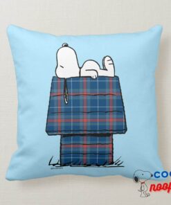 Peanuts Snoopy Plaid Flannel Holiday Dog House Throw Pillow 8