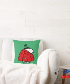 Peanuts Snoopy Red Puffer Jacket Throw Pillow 3