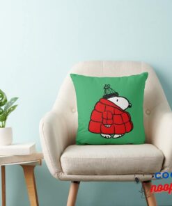 Peanuts Snoopy Red Puffer Jacket Throw Pillow 4