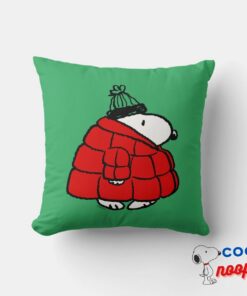 Peanuts Snoopy Red Puffer Jacket Throw Pillow 6