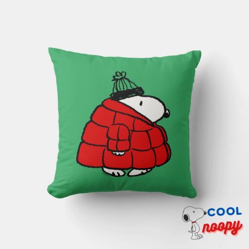 Peanuts Snoopy Red Puffer Jacket Throw Pillow 6