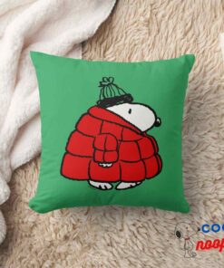 Peanuts Snoopy Red Puffer Jacket Throw Pillow 8