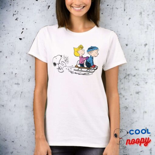 Peanuts Snoopy Sally Linus Sled Riding T Shirt 15