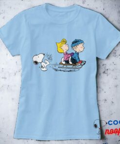 Peanuts Snoopy Sally Linus Sled Riding T Shirt 6
