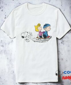 Peanuts Snoopy Sally Linus Sled Riding T Shirt 8