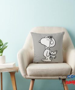 Peanuts Snoopy The Flying Ace Bw Throw Pillow 3