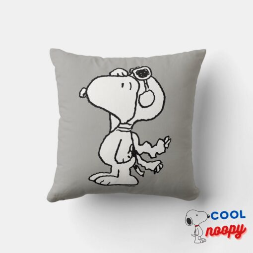 Peanuts Snoopy The Flying Ace Bw Throw Pillow 4