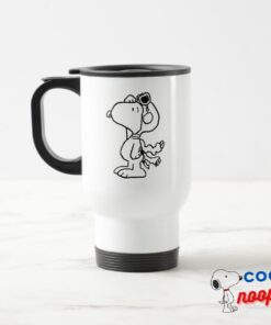 Peanuts Snoopy The Flying Ace Bw Travel Mug 15