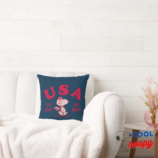 Peanuts Snoopy Usa Land Of The Free Throw Pillow 2