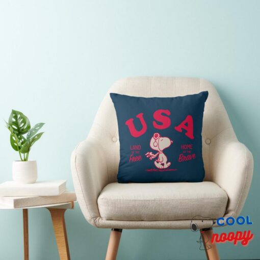 Peanuts Snoopy Usa Land Of The Free Throw Pillow 8