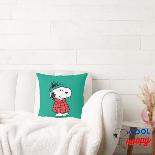 Peanuts Snoopy Winter Coat Hat Throw Pillow 2