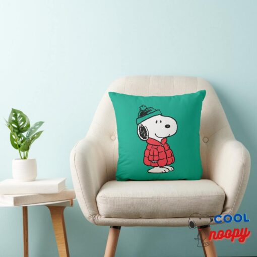 Peanuts Snoopy Winter Coat Hat Throw Pillow 3