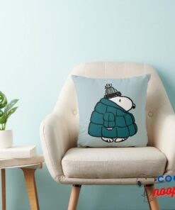 Peanuts Snoopy Winter Puffer Jacket Throw Pillow 3