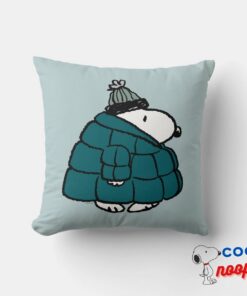 Peanuts Snoopy Winter Puffer Jacket Throw Pillow 5