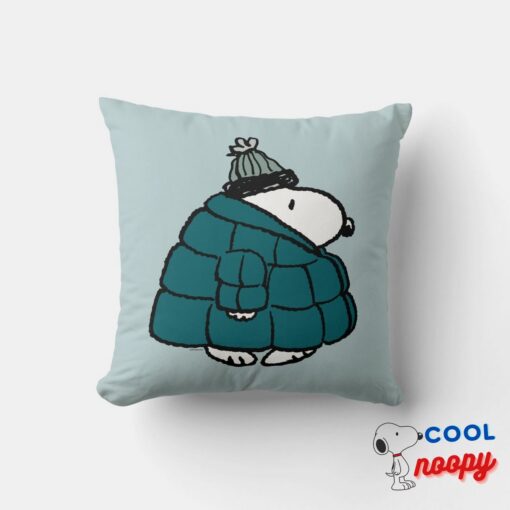 Peanuts Snoopy Winter Puffer Jacket Throw Pillow 5