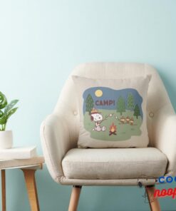 Peanuts Snoopy Woodstock At The Campfire Throw Pillow 4