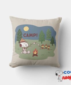 Peanuts Snoopy Woodstock At The Campfire Throw Pillow 6