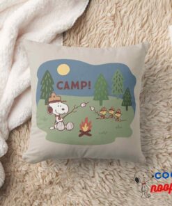 Peanuts Snoopy Woodstock At The Campfire Throw Pillow 8