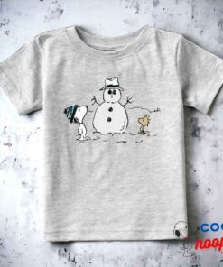 Peanuts Snoopy Woodstock Build A Snowman Baby T Shirt 15