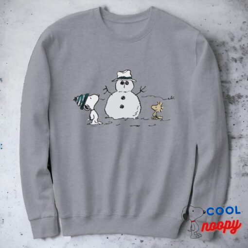 Peanuts Snoopy Woodstock Build A Snowman Sweatshirt 1