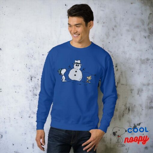 Peanuts Snoopy Woodstock Build A Snowman Sweatshirt 5