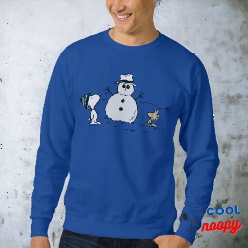 Peanuts Snoopy Woodstock Build A Snowman Sweatshirt 7