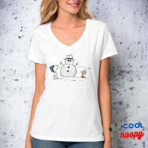 Peanuts Snoopy Woodstock Build A Snowman T Shirt 3