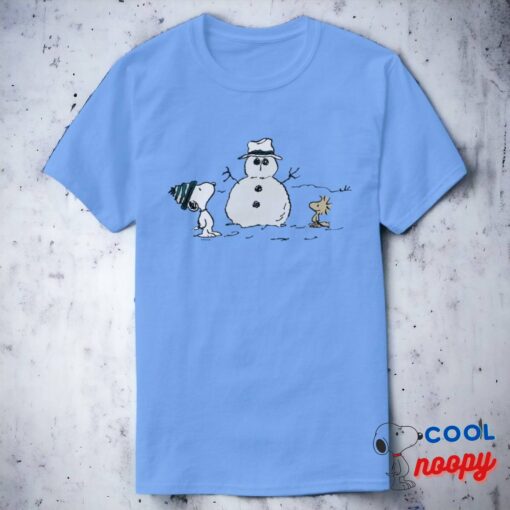 Peanuts Snoopy Woodstock Build A Snowman T Shirt 6