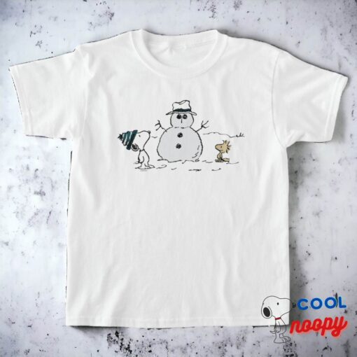 Peanuts Snoopy Woodstock Build A Snowman T Shirt 7