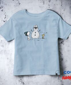 Peanuts Snoopy Woodstock Build A Snowman Toddler T Shirt 2