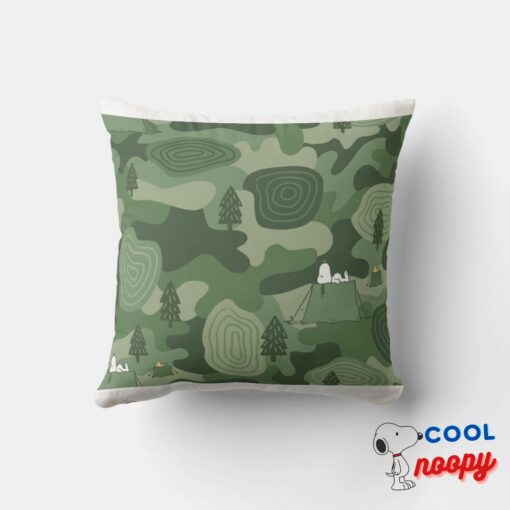 Peanuts Snoopy Woodstock Camouflage Camp Throw Pillow 4