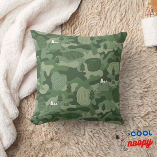 Peanuts Snoopy Woodstock Camouflage Camp Throw Pillow 8