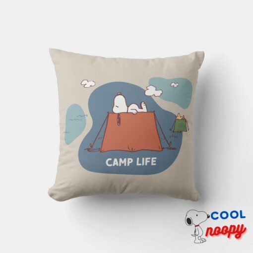 Peanuts Snoopy Woodstock Camp Life Throw Pillow 6
