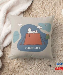 Peanuts Snoopy Woodstock Camp Life Throw Pillow 8