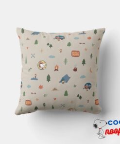 Peanuts Snoopy Woodstock Camp Site Throw Pillow 3