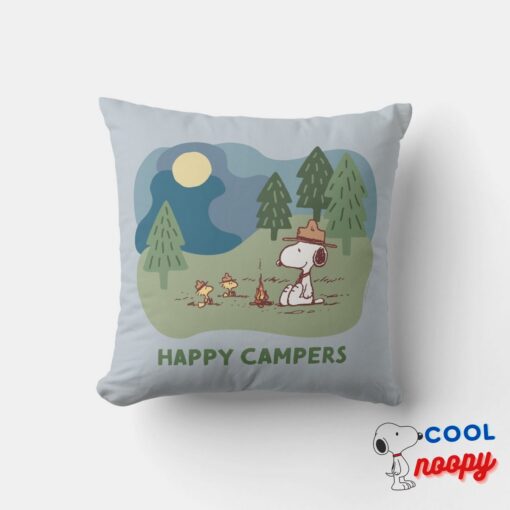 Peanuts Snoopy Woodstock Camp Site Throw Pillow 4