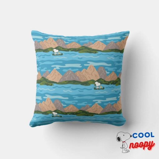 Peanuts Snoopy Woodstock Canoe Ride Pattern Throw Pillow 4