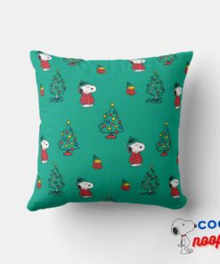 Peanuts Snoopy Woodstock Christmas Pattern Throw Pillow 8