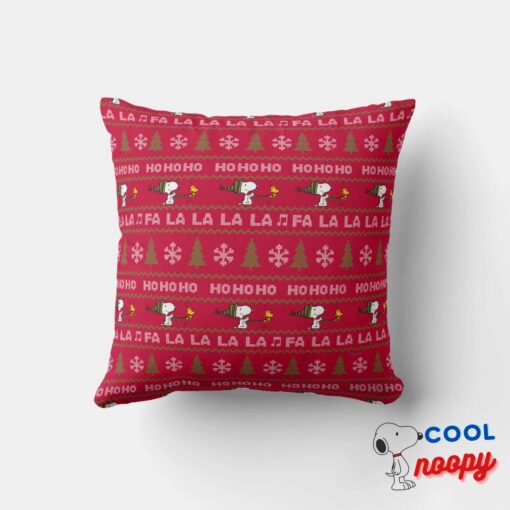 Peanuts Snoopy Woodstock Christmas Sweater Throw Pillow 2
