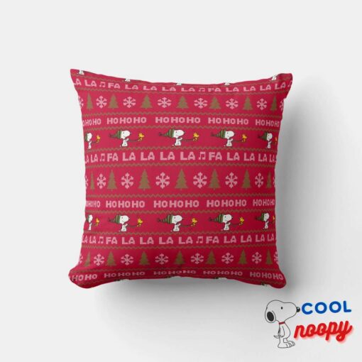 Peanuts Snoopy Woodstock Christmas Sweater Throw Pillow 3