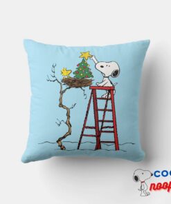 Peanuts Snoopy Woodstock Christmas Tree Throw Pillow 4