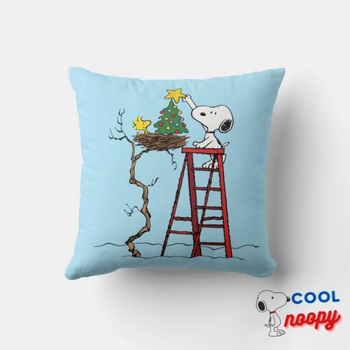 Peanuts Snoopy Woodstock Christmas Tree Throw Pillow 4