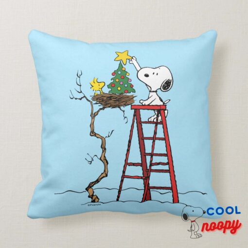 Peanuts Snoopy Woodstock Christmas Tree Throw Pillow 5