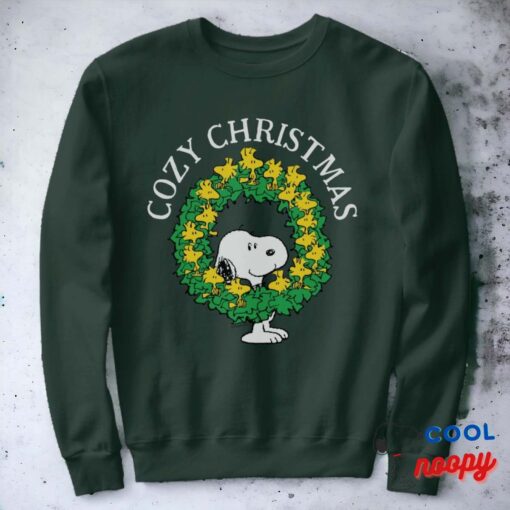 Peanuts Snoopy Woodstock Christmas Wreath Sweatshirt 2