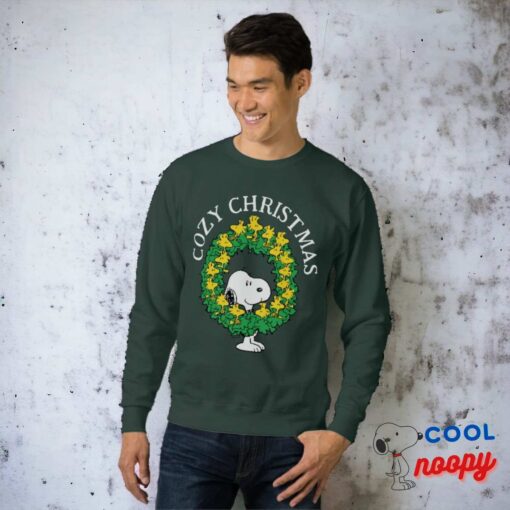 Peanuts Snoopy Woodstock Christmas Wreath Sweatshirt 4