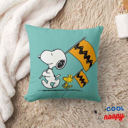 Peanuts Snoopy Woodstock Flags Throw Pillow 8
